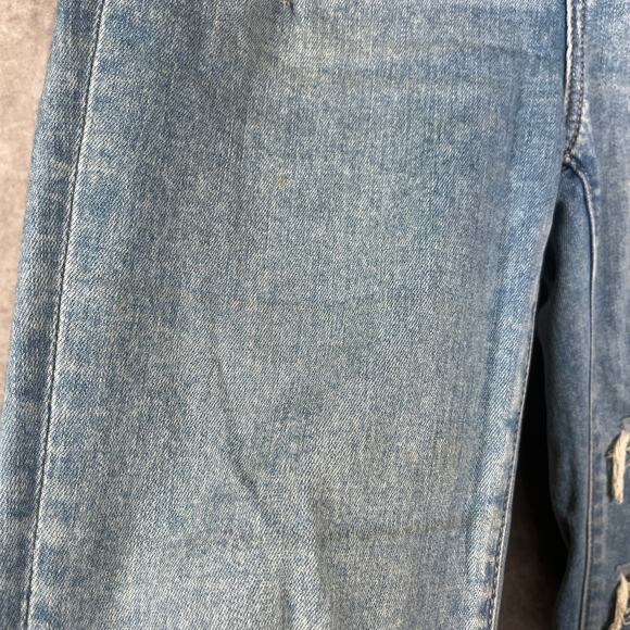 American Eagle Super Hi-Rise Flare Jeans Womens 4 Blue Denim Distressed Stretch - Picture 4 of 16